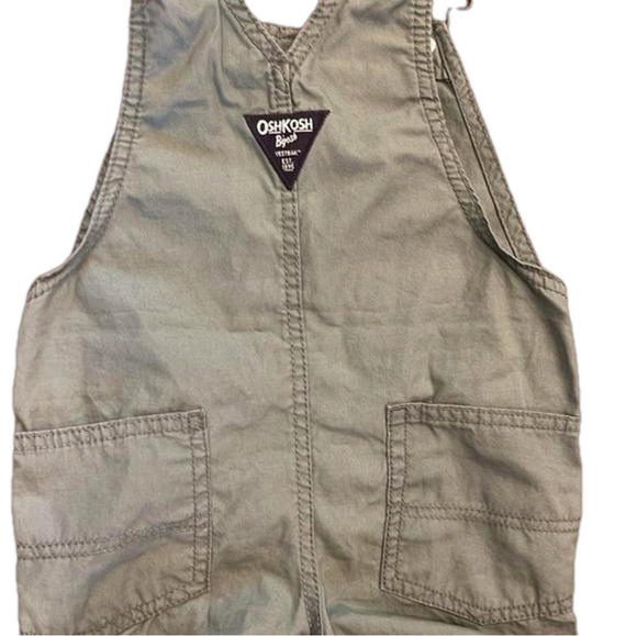 Osh Kosh light olive green  rolled cuffed overalls 3T with pockets front & back - Picture 7 of 7
